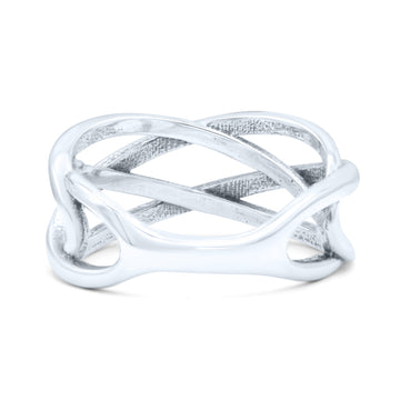 Infinity  X Cross Weave Entangle Band Oxidized Thumb Ring